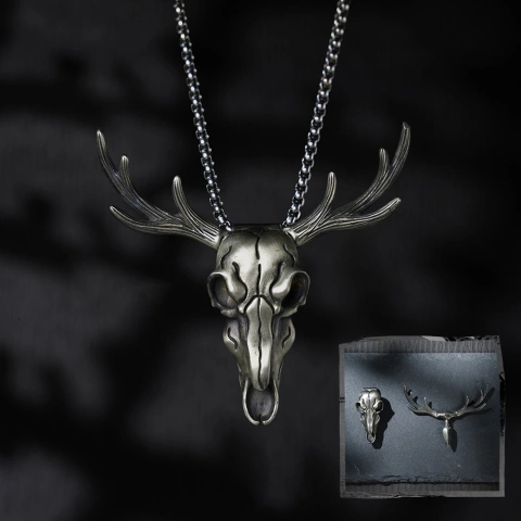 Buck Head Knife Pendant, Buck Head Necklace with Concealed Blade